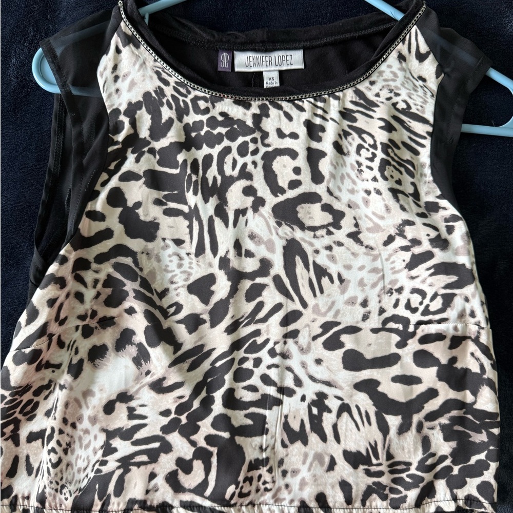 Jennifer Lopez Black and White Patterned Top